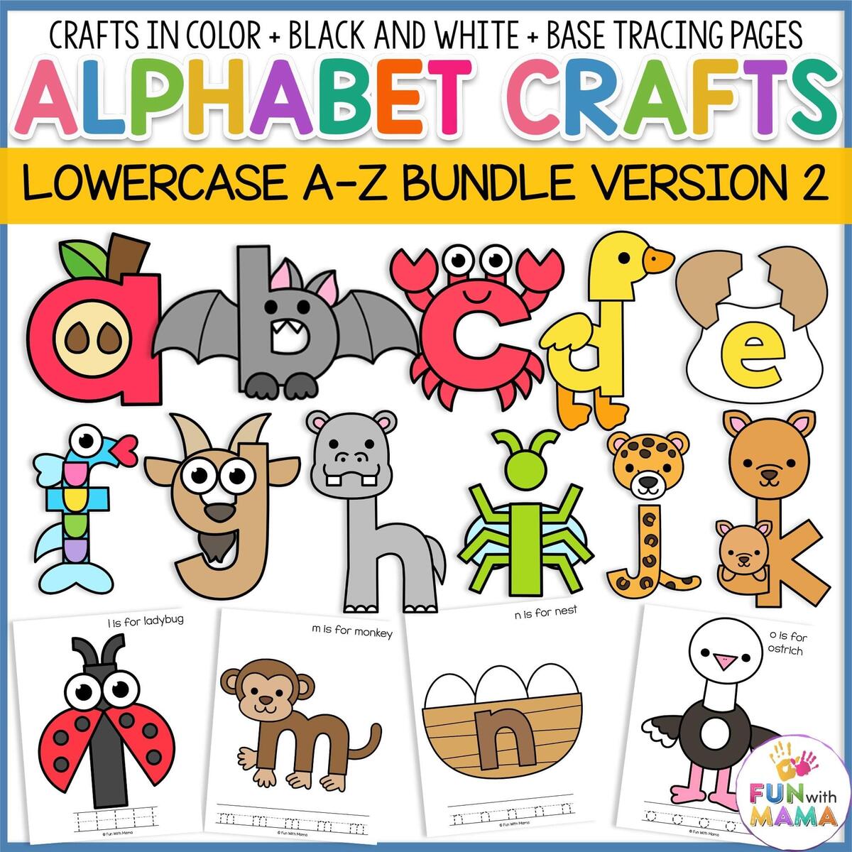 Lowercase Alphabet Crafts A Z Bundle Version 2