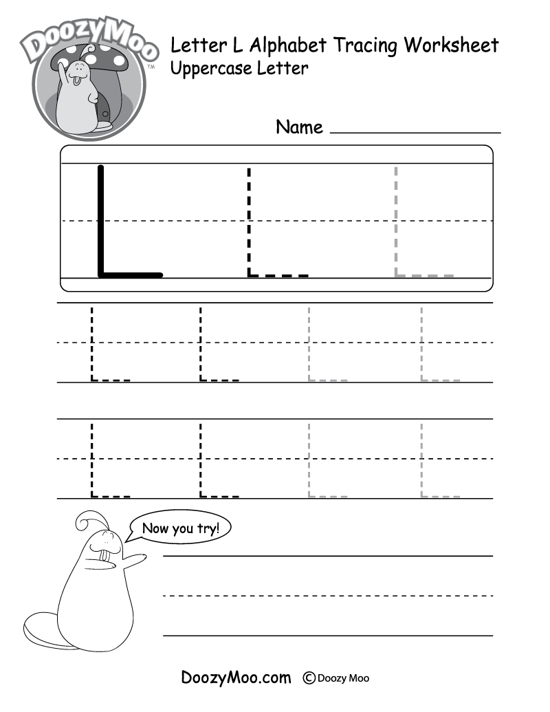 Lowercase Letter L Tracing Worksheet Doozy Moo Lowercase Letter L Tracing Worksheet Doozy Moo