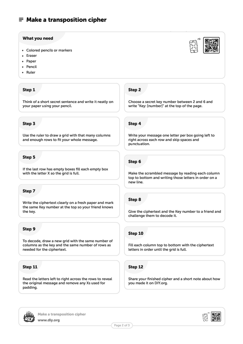 Make A Transposition Cipher Activities For Kids