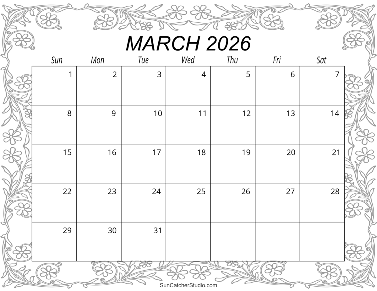March 2026 Calendar Free Printable Free Printables Lettering SVG Files Tools Apps March 2026 Calendar Free Printable Free Printables Lettering SVG Files Tools Apps