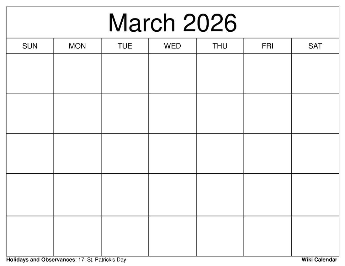 March 2026 Calendar Printable Templates More March 2026 Calendar Printable Templates More