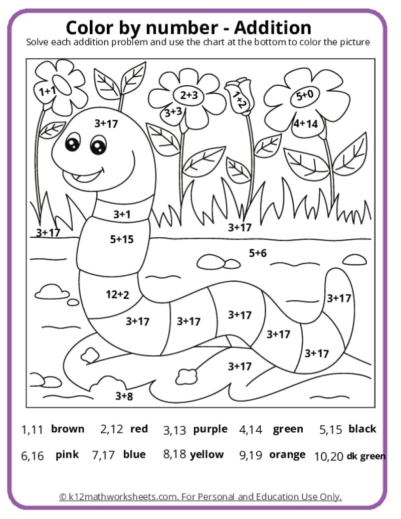 Math Coloring Pages Printable PDFs By K12mathworksheets