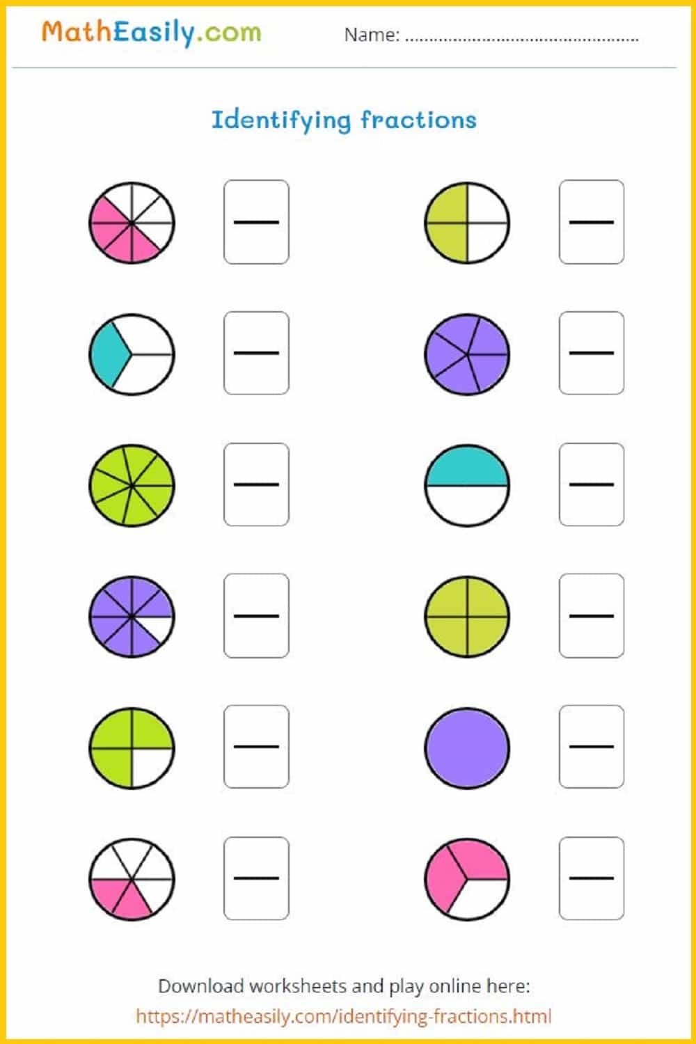 Math Fractions Worksheets PDF Free Download Fractions Worksheet Free Printable Digital PDF