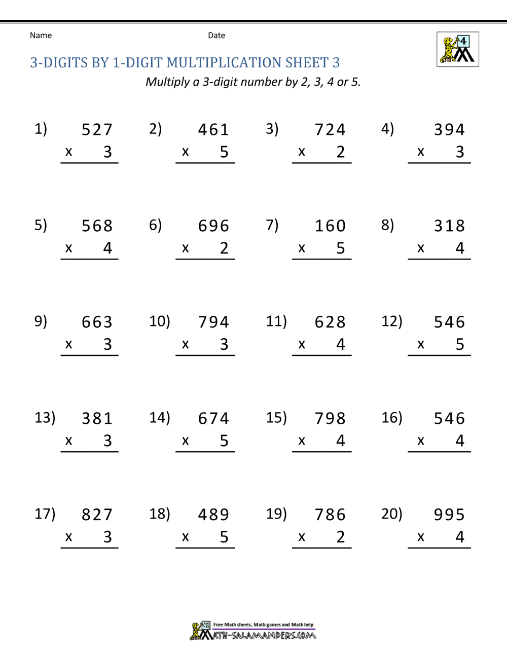 Math Multiplication Worksheets 4th Grade Multi Digit Multiplication Mastery Worksheets From 2 Digit To 4 Digit Operation Made By Teachers