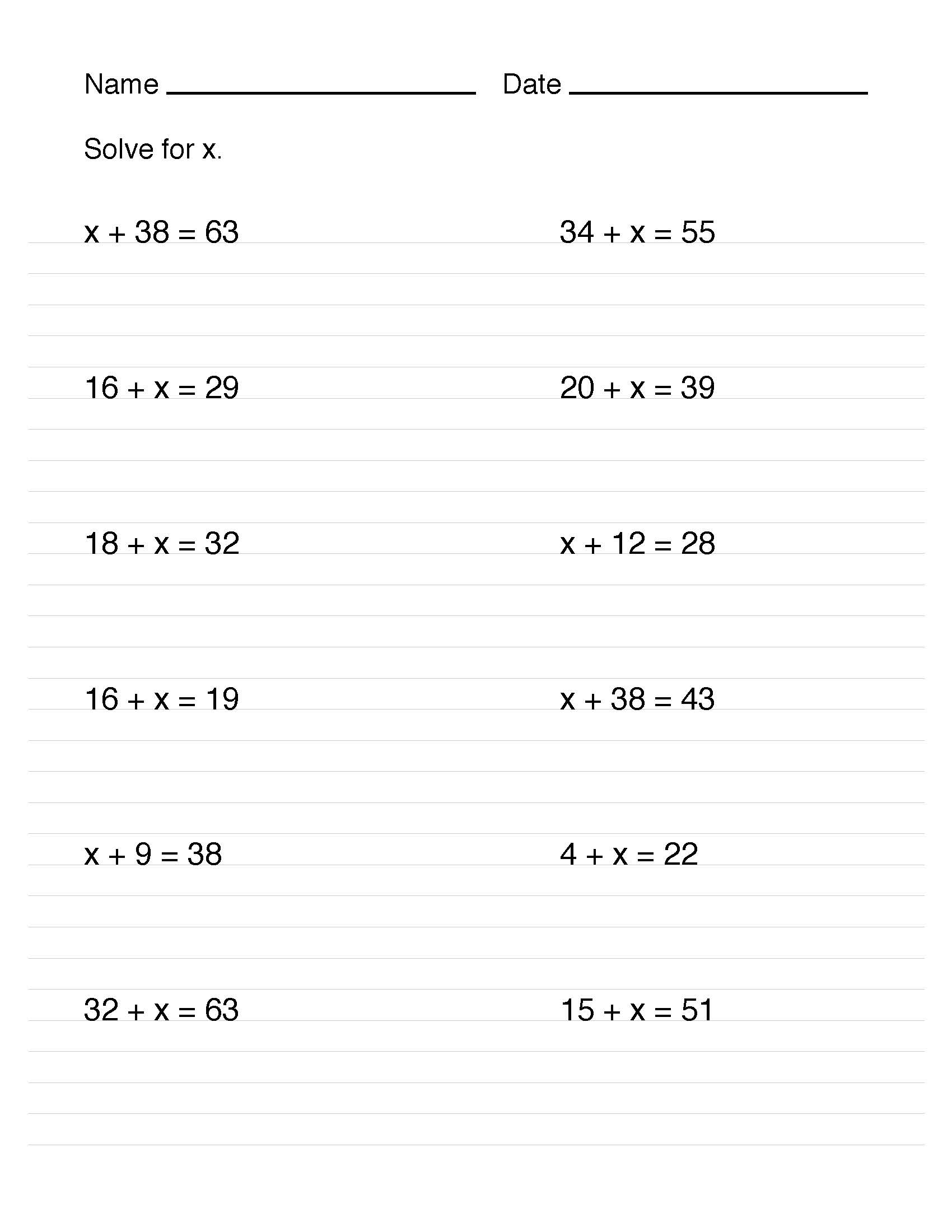 Math Worksheet Collection Solving One Step Equations Media4Math One Step Equations Worksheets Etsy