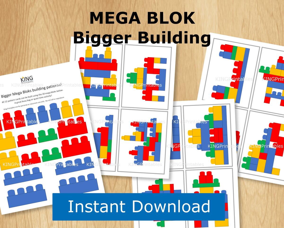 Mega Blok Building Cards Preschool Busy Bag Activities Toddler Puzzles Educational Printables Teletherapy Games For Kids Etsy