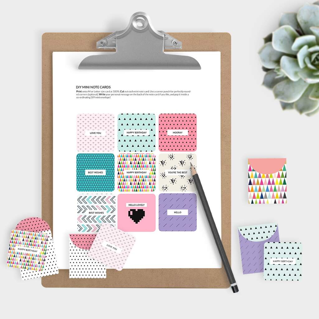 Mini Note Cards And Envelopes Set Of 9 Mini Cards Free Printable