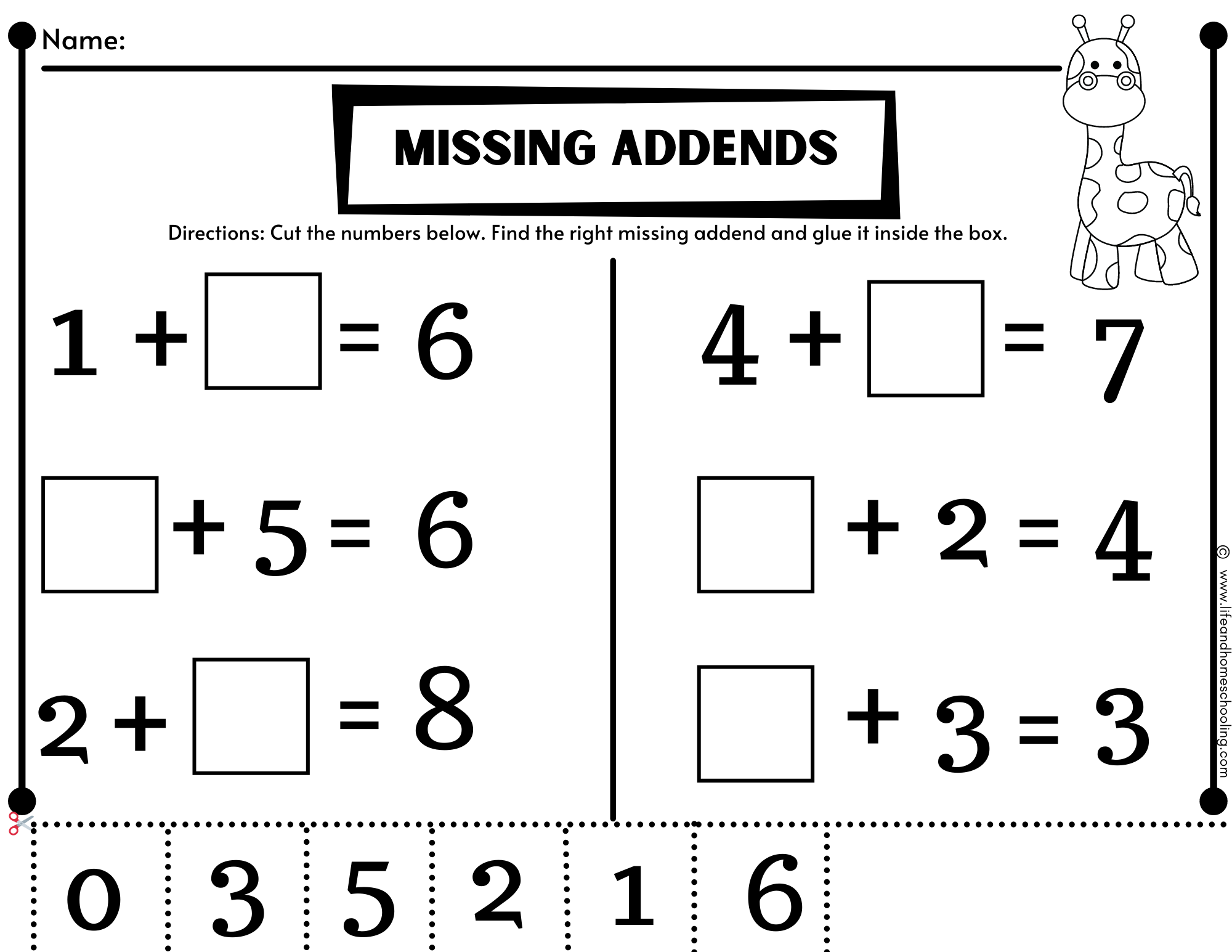 Domino Drop Missing Addend Worksheets Top Teacher