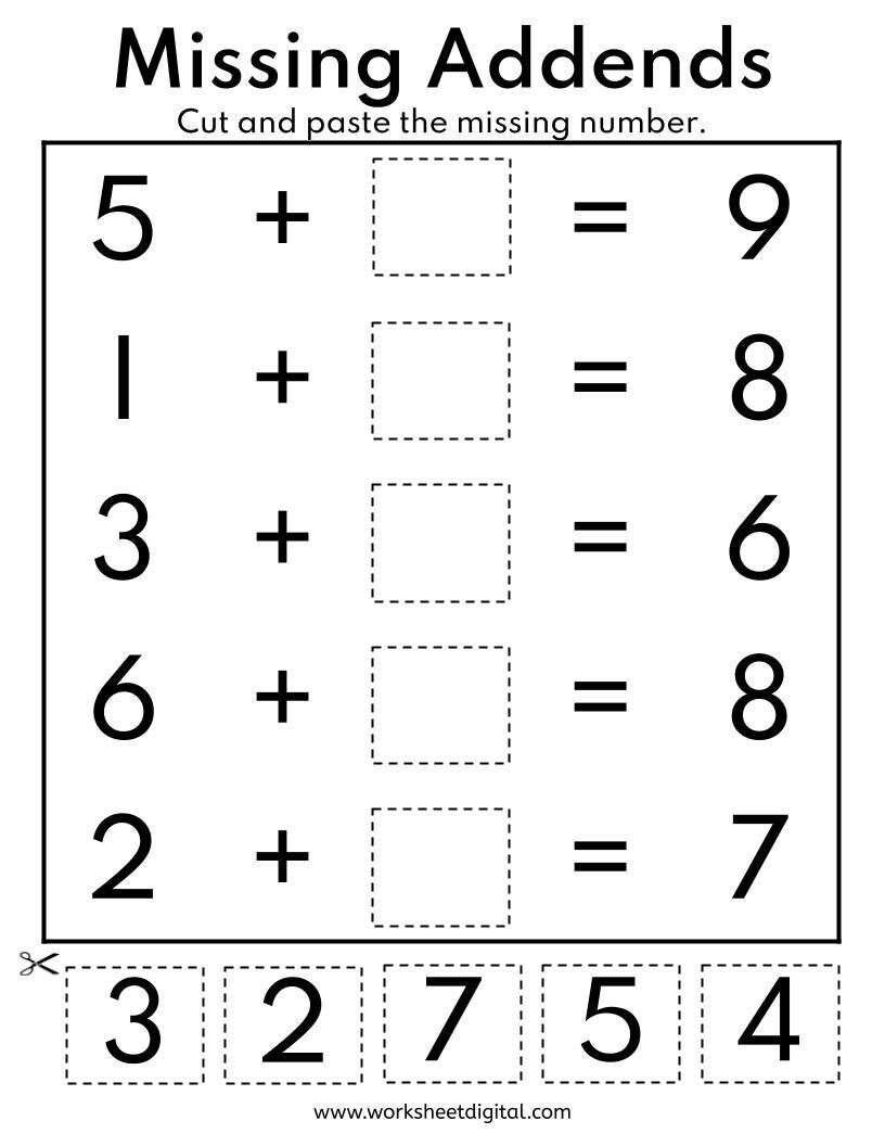 Missing Addends Worksheets Kindergarten 2nd Grade Math PDF Etsy Israel