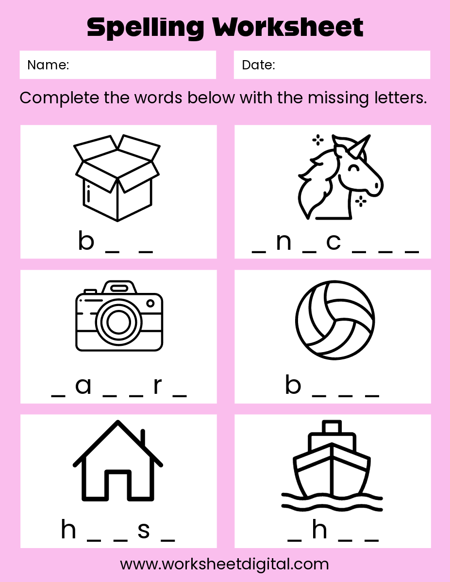 English For Kids Step By Step Missing Letters Worksheets