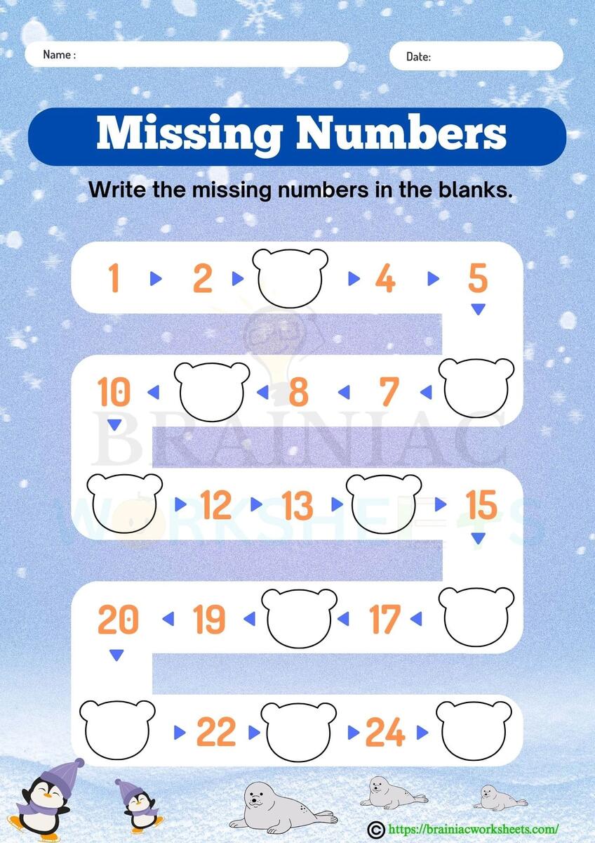 Missing Numbers Maze 1 25 Ukg Maths Worksheet Brainiac Worksheets