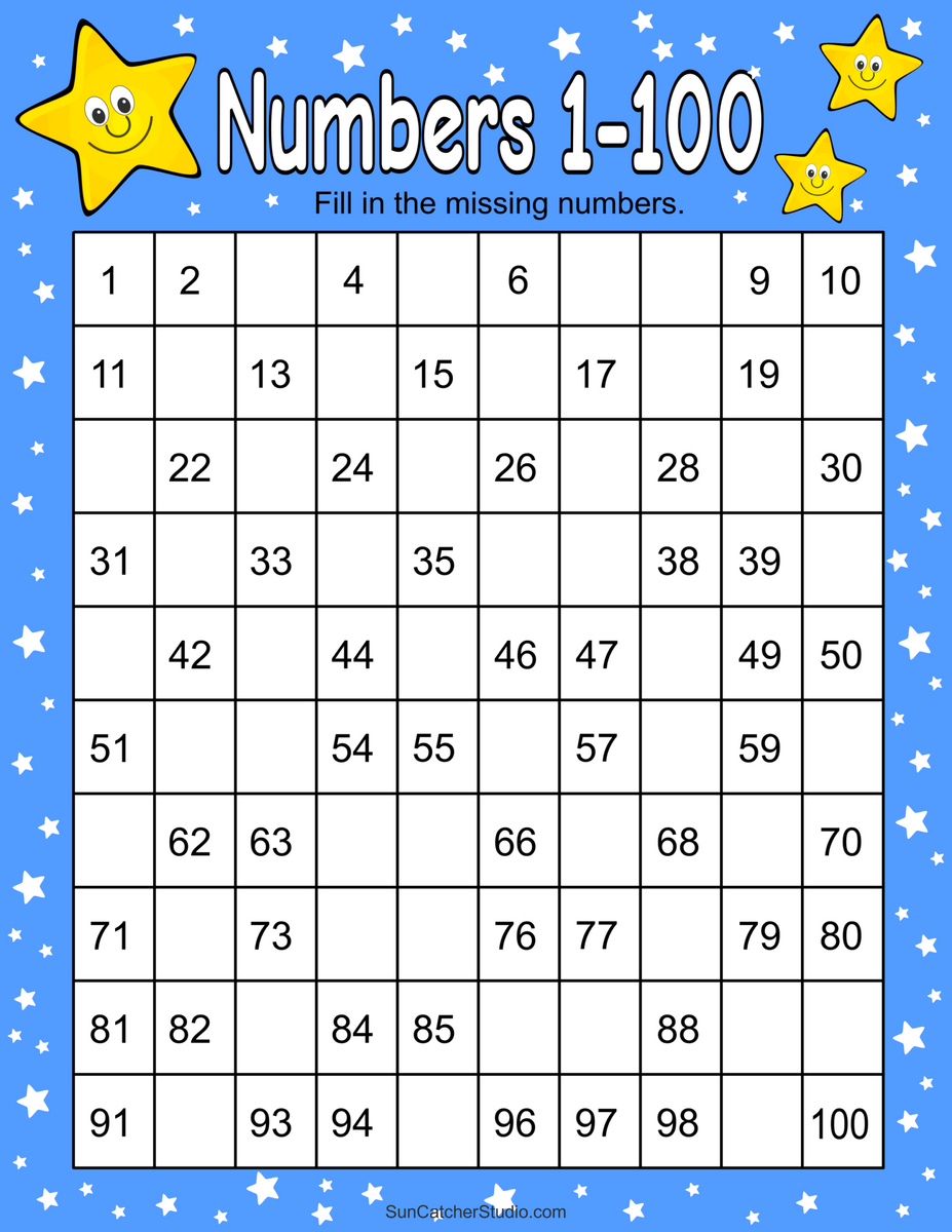 Fill In The Missing Numbers 100 Chart Digital Printable Etsy Norway