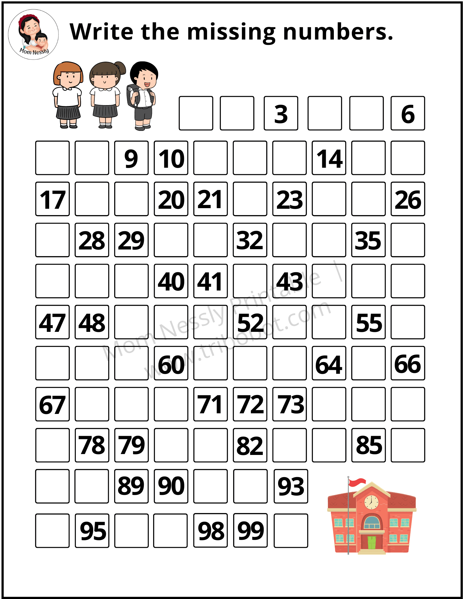 Missing Numbers Worksheets Tribobot X Mom Nessly