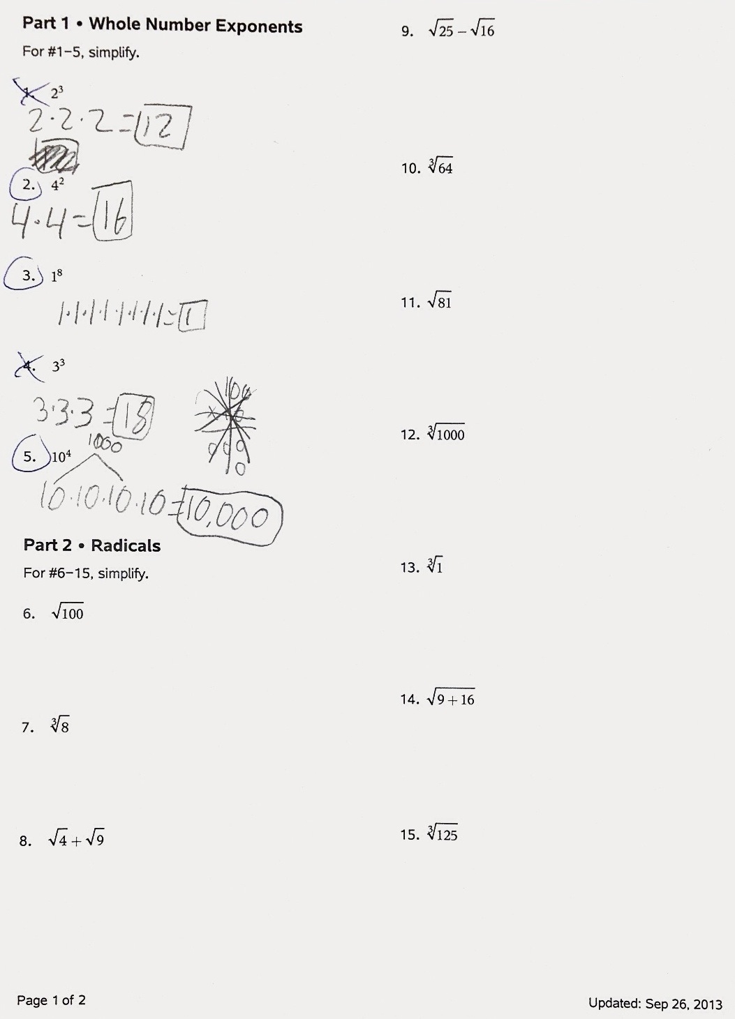 Mistakes Radicals Rational Exponents And Partitioning Reason And Wonder