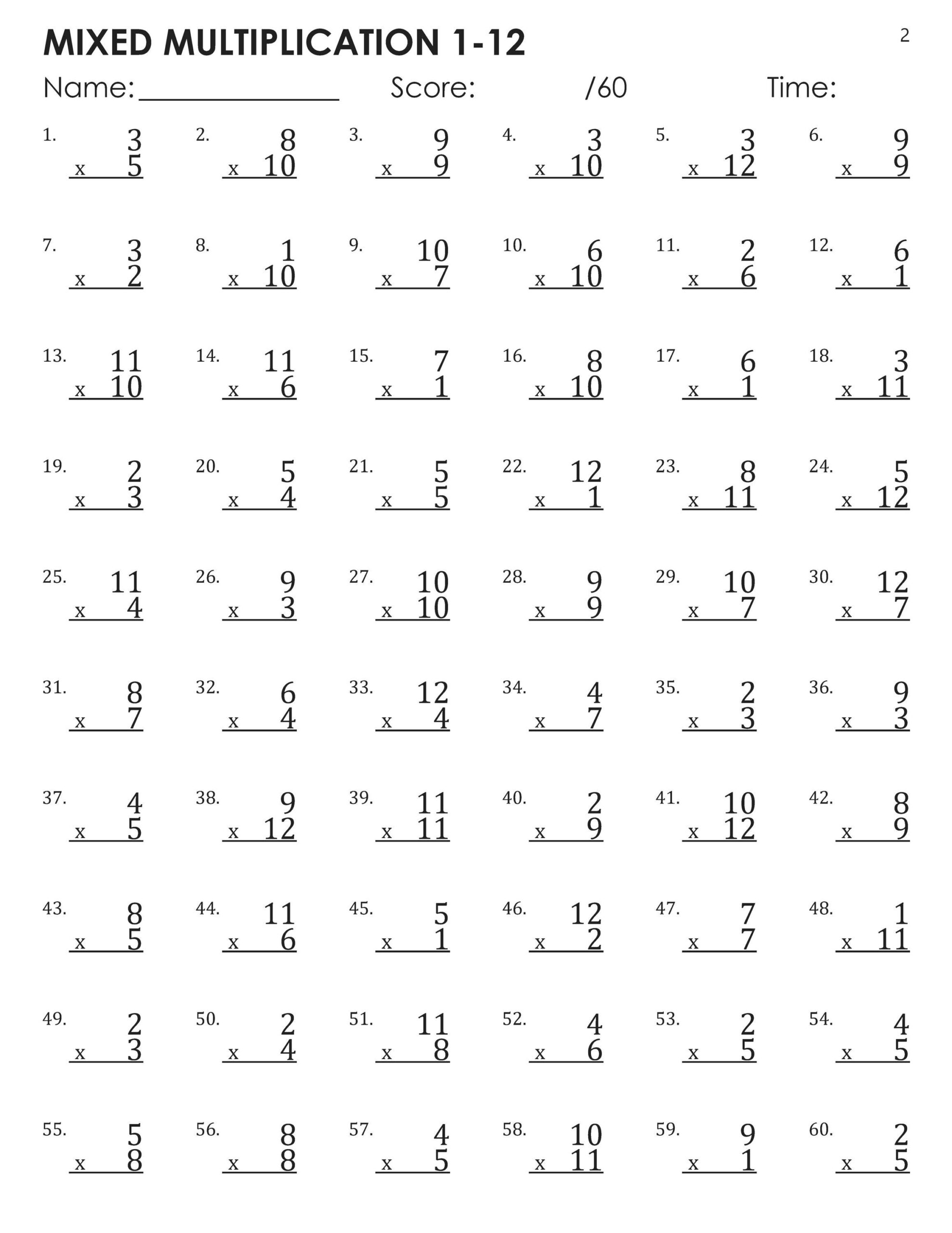 Mixed Multiplication Facts 1 12 Timed Tests Worksheets Etsy Mixed Multiplication Facts 1 12 Timed Tests Worksheets Etsy