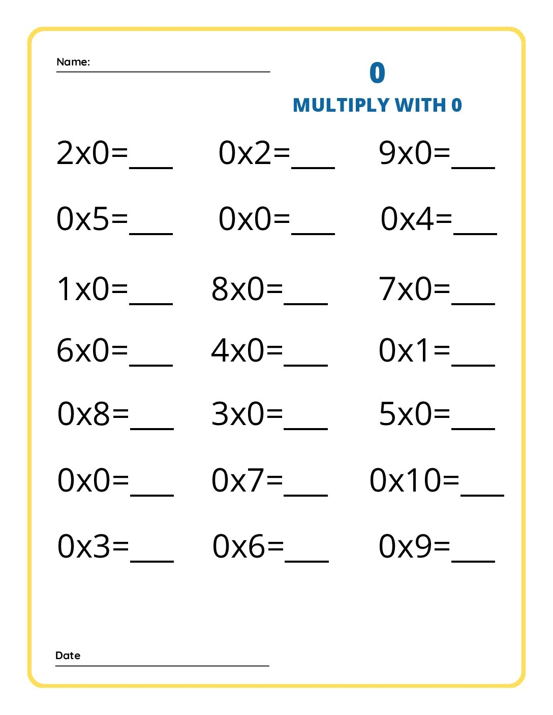 Multiplication 0 10 And Single Digit Doubles We Eight At The Table
