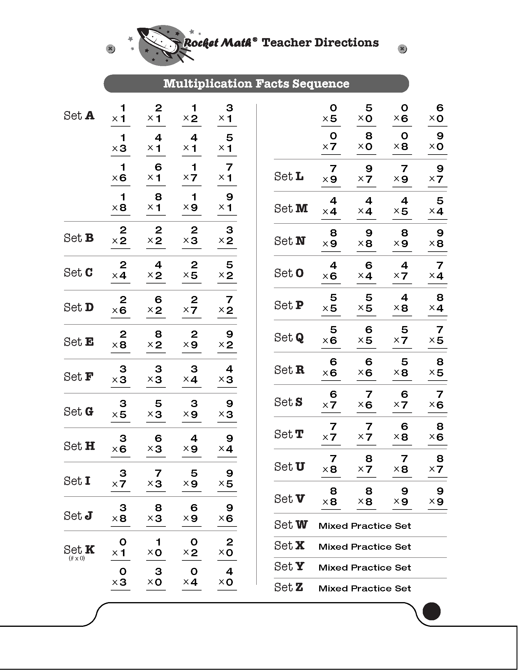 Multiplication 0 Through 9s Learning Track Rocket Math