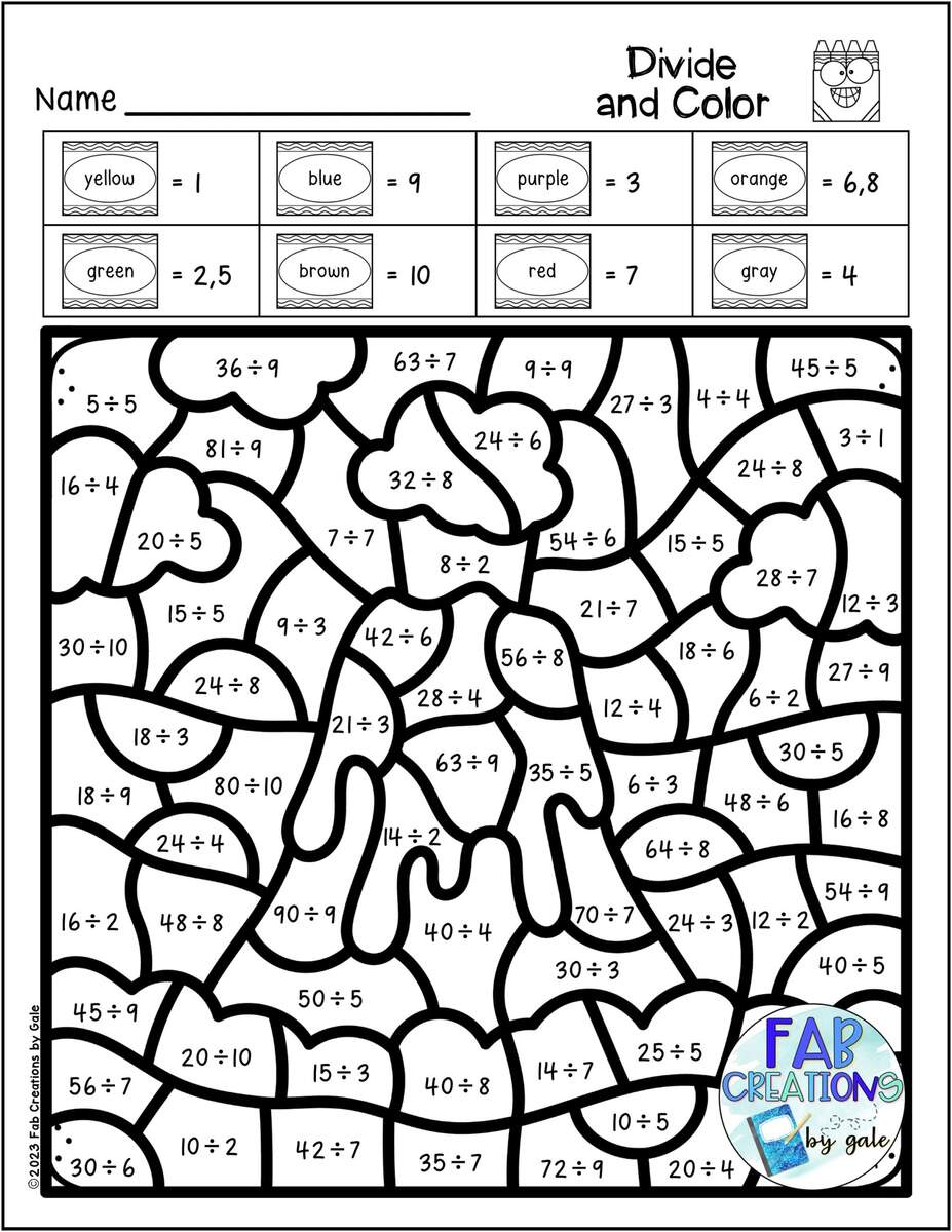 Multiplication And Division Color By Number Color By Number For Kids Color By Code Worksheets Etsy