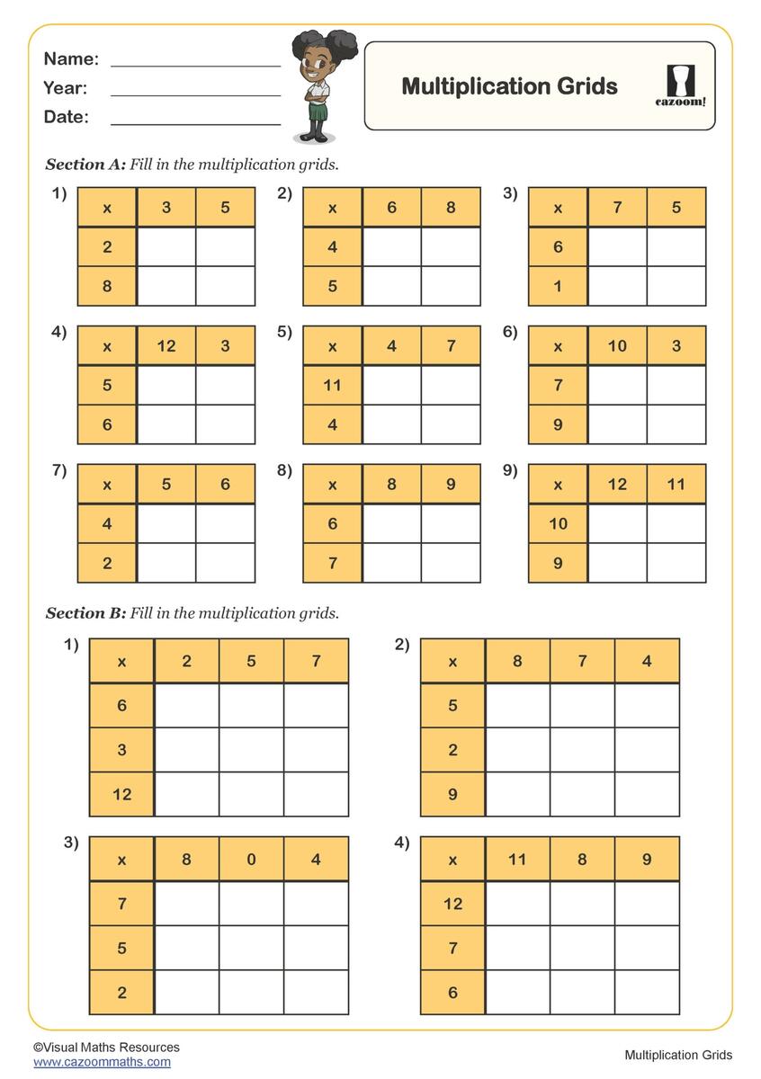 Multiplication Grid FREE Teaching Resources