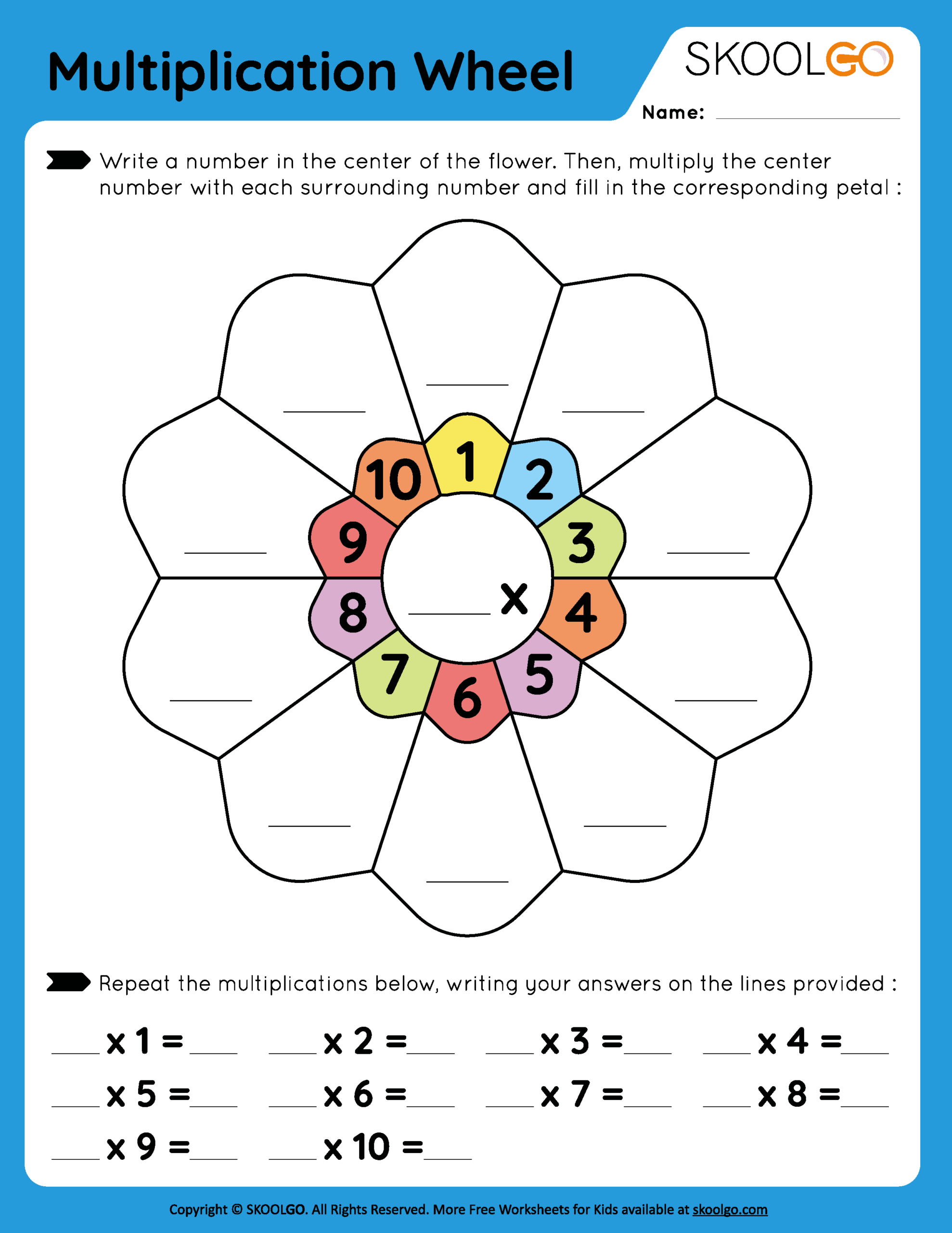 Multiplication Wheel Free Worksheet For Kids SKOOLGO Multiplication Wheel Free Worksheet For Kids SKOOLGO
