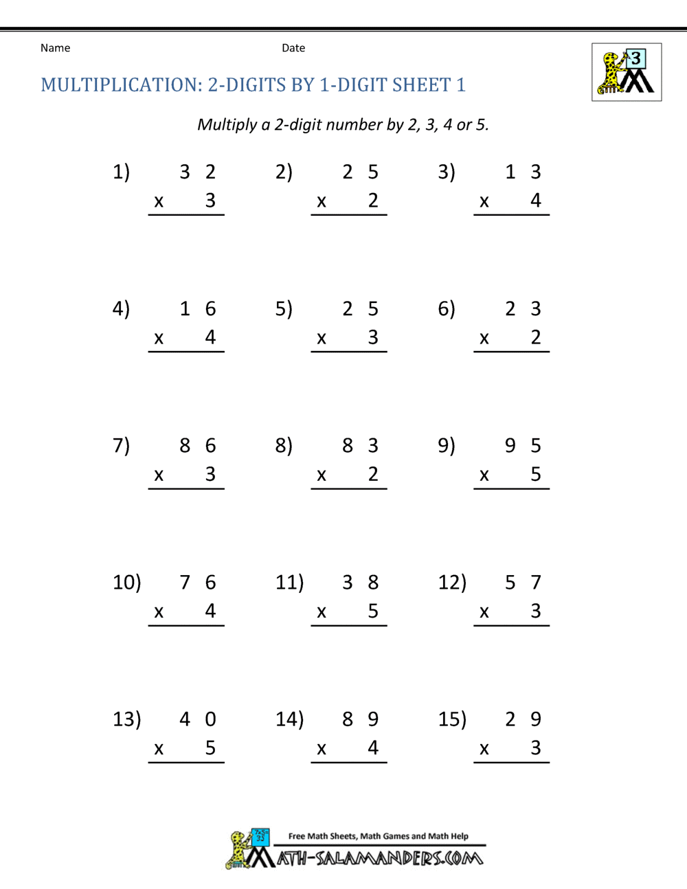 Multiplication Worksheets For 3rd Grade Multiplication Worksheets For 3rd Grade