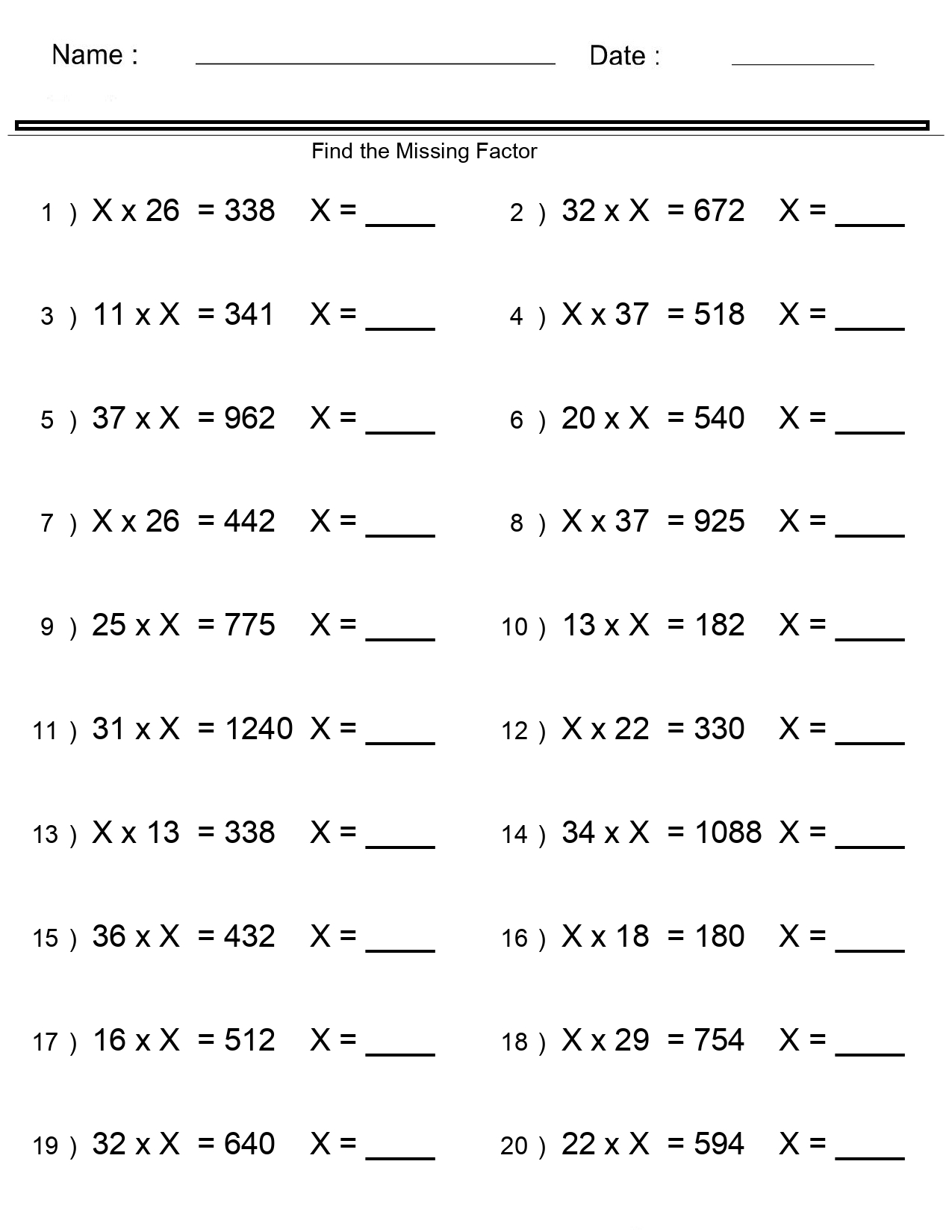 Multiplication Worksheets Missing Factor Multiplication Worksheets Made By Teachers Multiplication Worksheets Missing Factor Multiplication Worksheets Made By Teachers