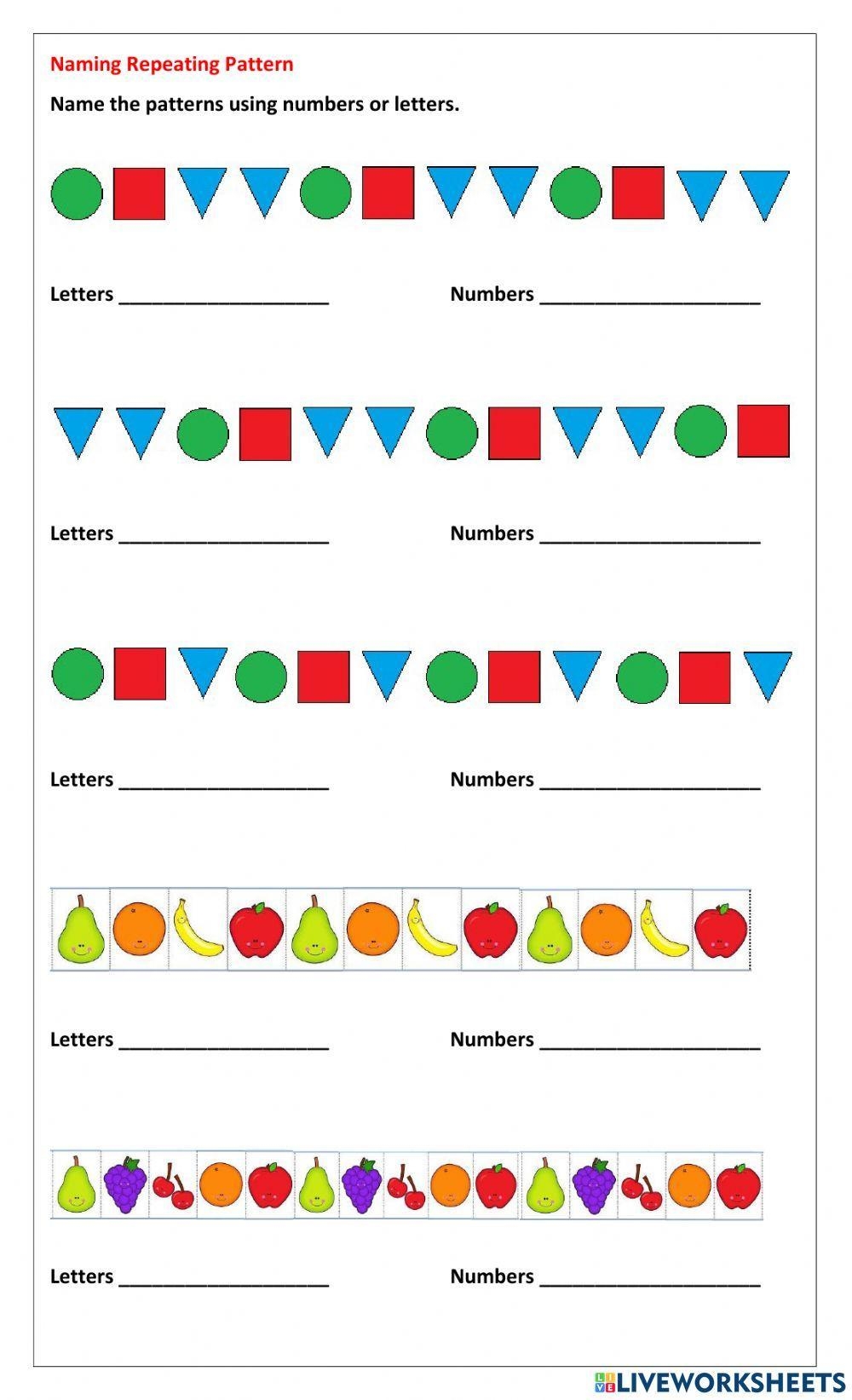 Naming Repeating Patterns Worksheet Worksheets Library