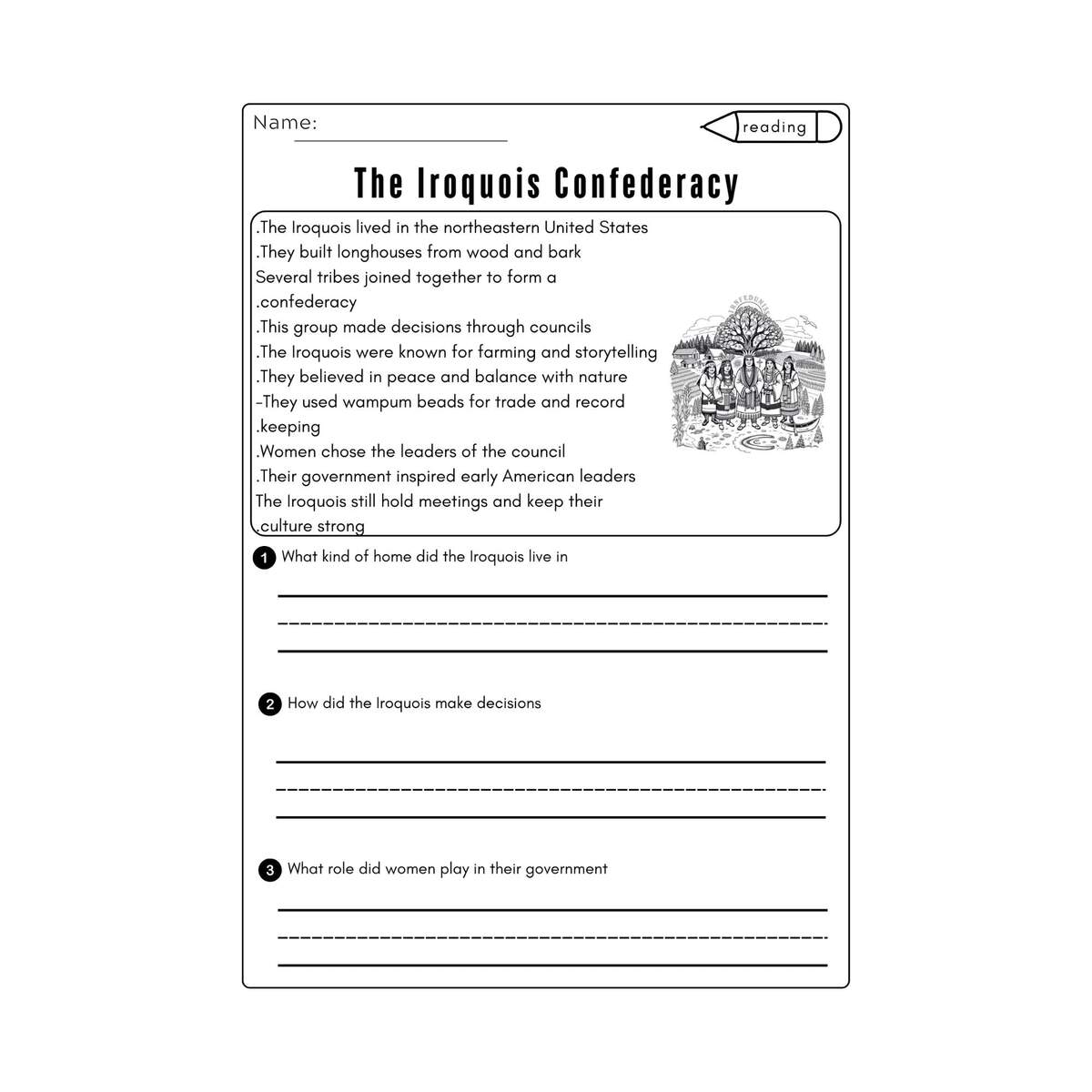 Native American Heritage Reading Comprehension Worksheet PDF Download Etsy Native American Heritage Reading Comprehension Worksheet PDF Download Etsy