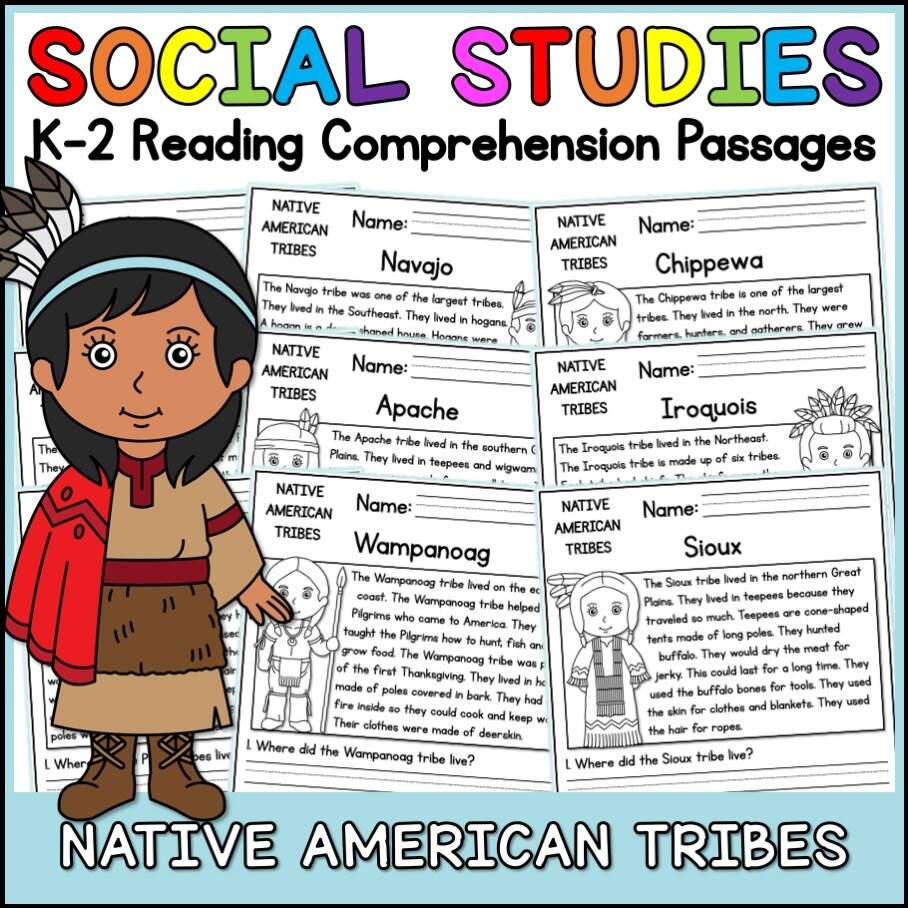 Native American Tribes Social Studies Reading Comprehension Passages K 2 Made By Teachers Native American Heritage Reading Comprehension Worksheet PDF Download Etsy