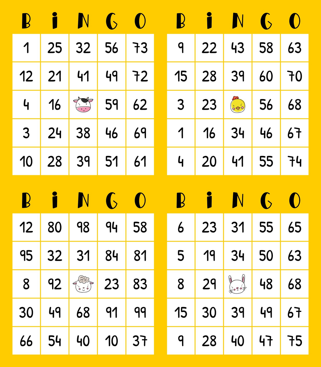 82 105 Bingo Cards WordMint