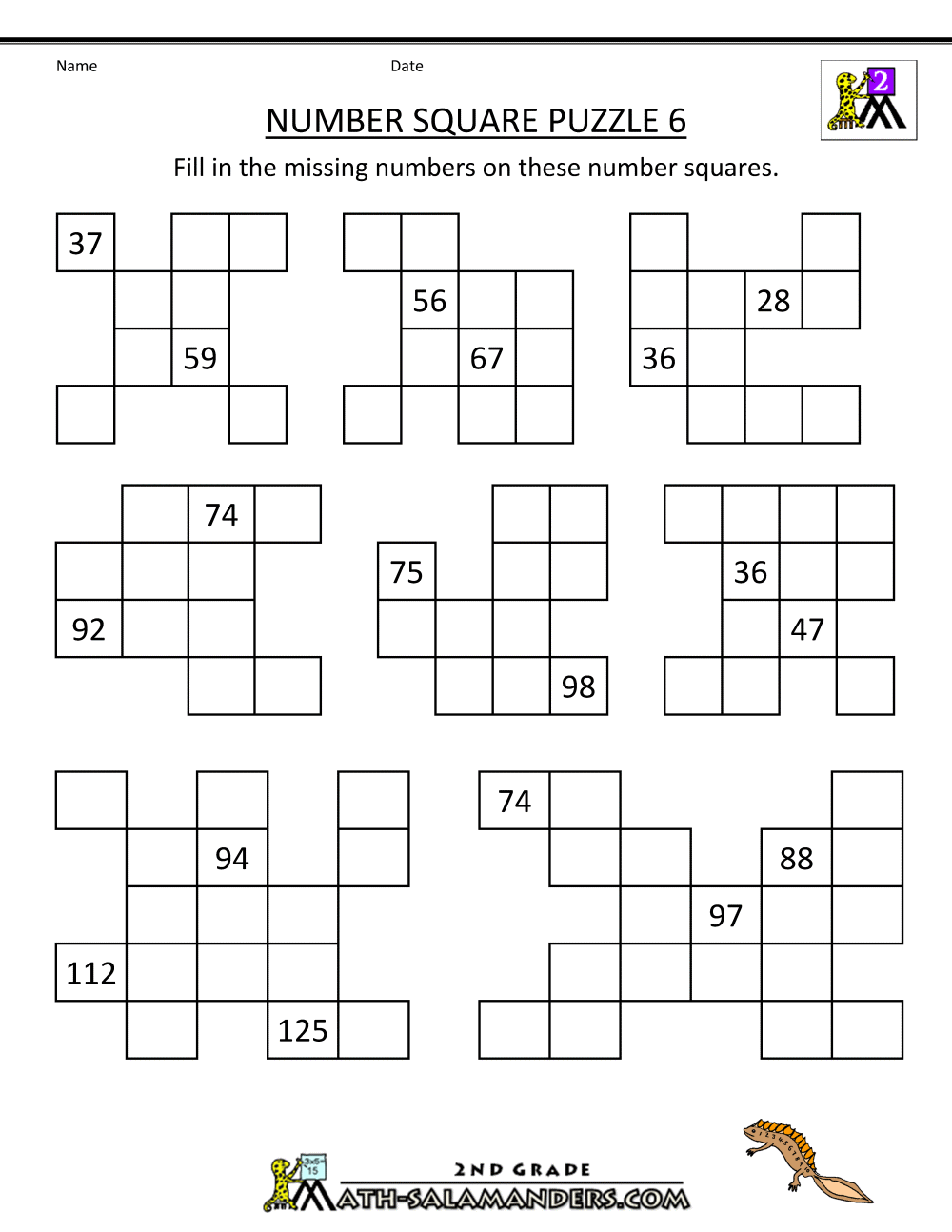 Number Grid Puzzle Worksheets Number Grid Puzzle Worksheets