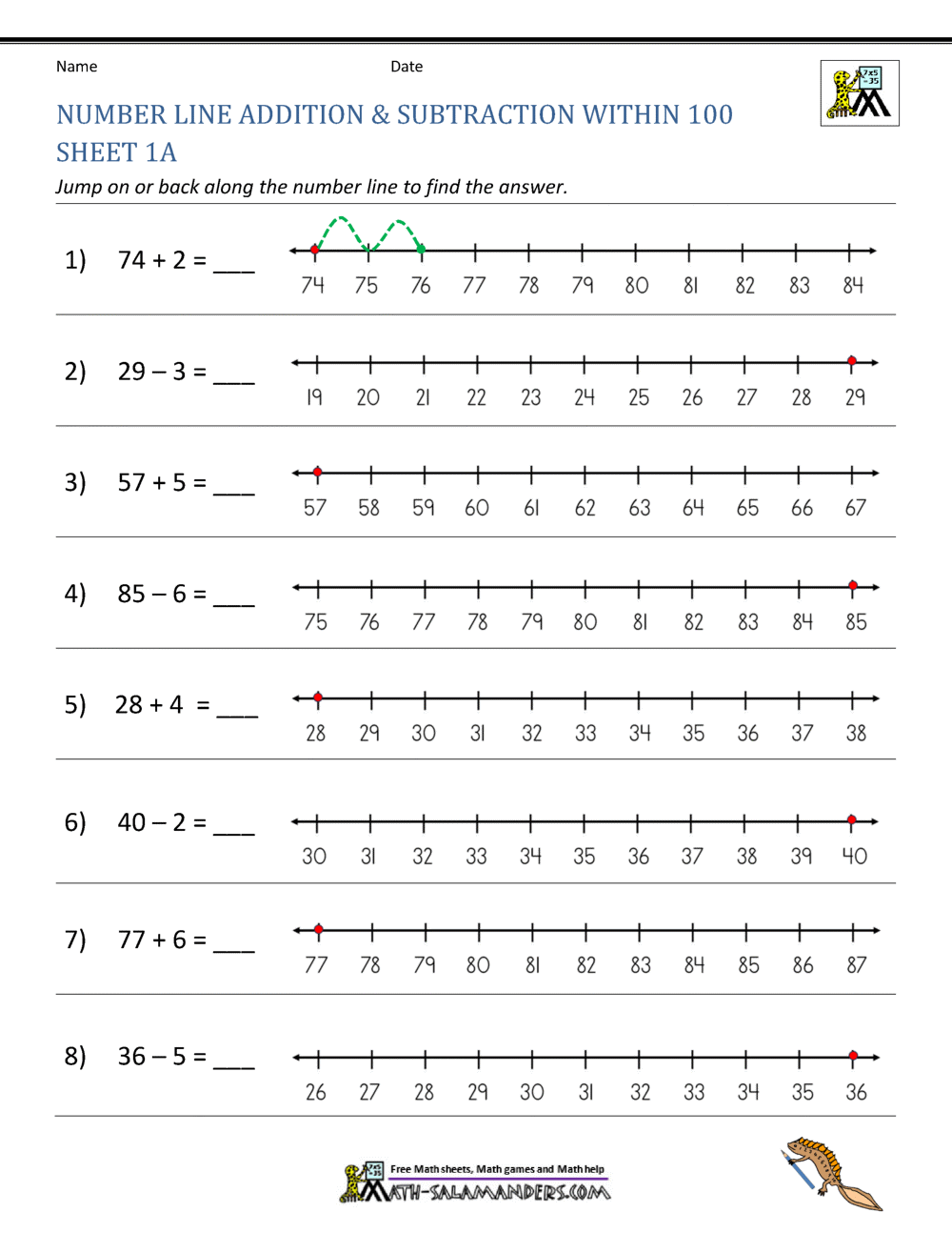 Number Line Addition And Subtraction Worksheets Number Line Addition Worksheet Grade 3 Grade1to6