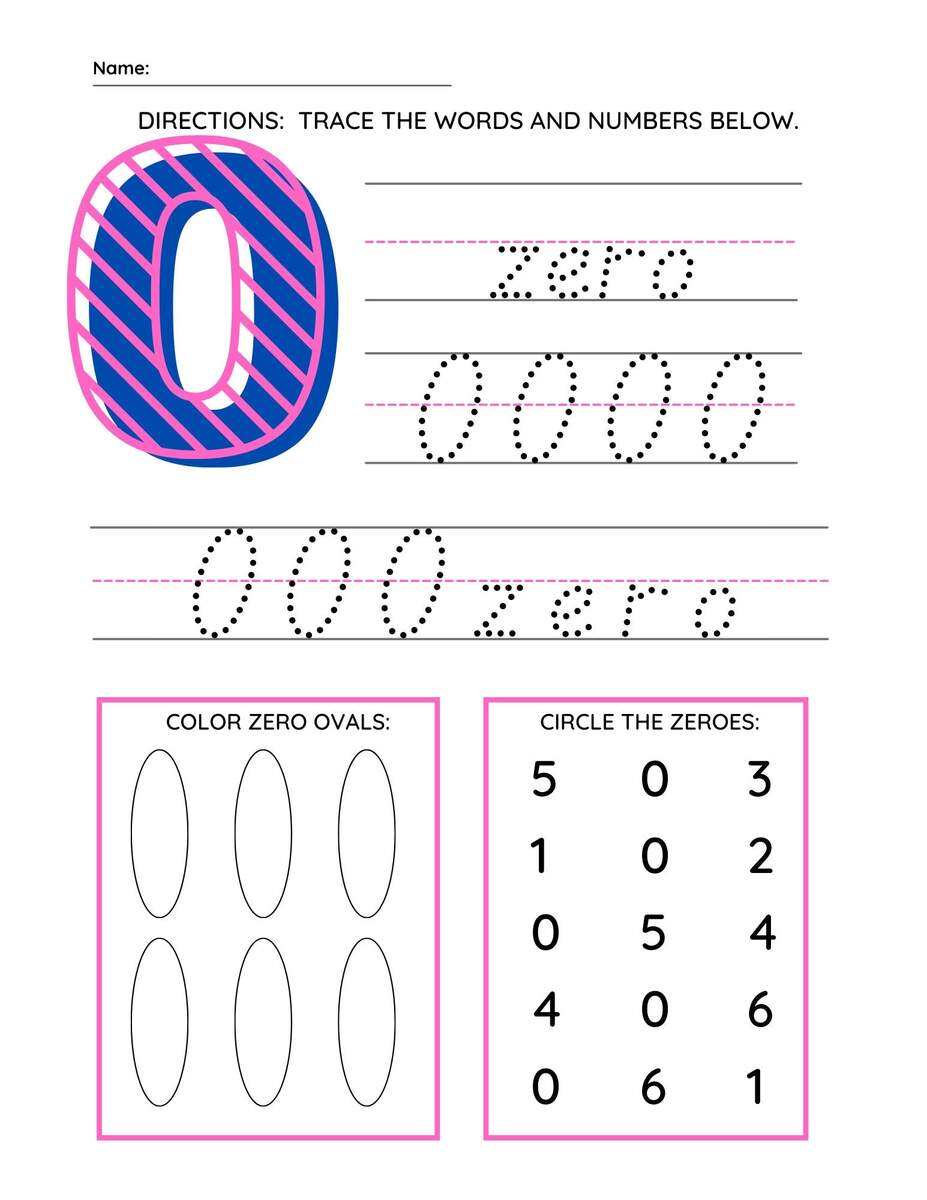 Number Tracing Worksheets 0 9 Preschool Math Practice PDF Etsy
