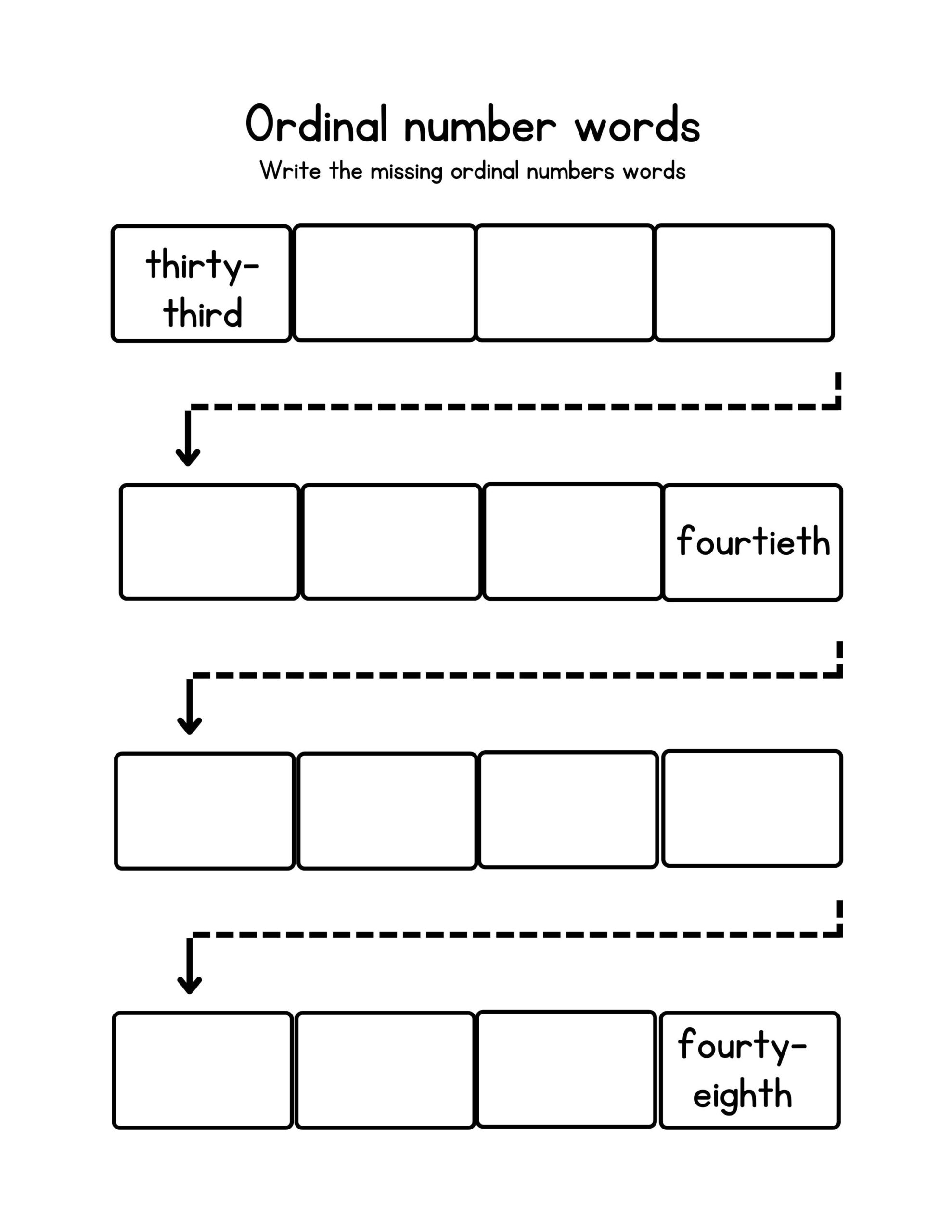 Ordinal Numbers Worksheets Etsy