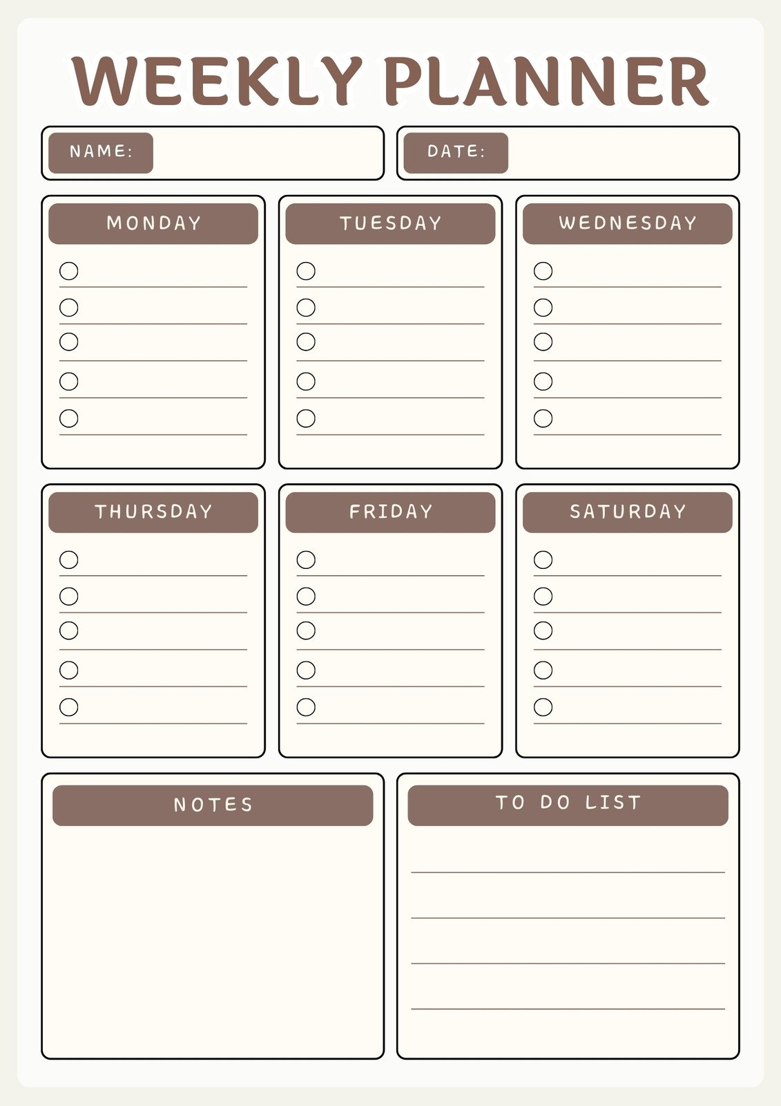 Page 12 Free And Customizable Weekly Planner Templates Canva