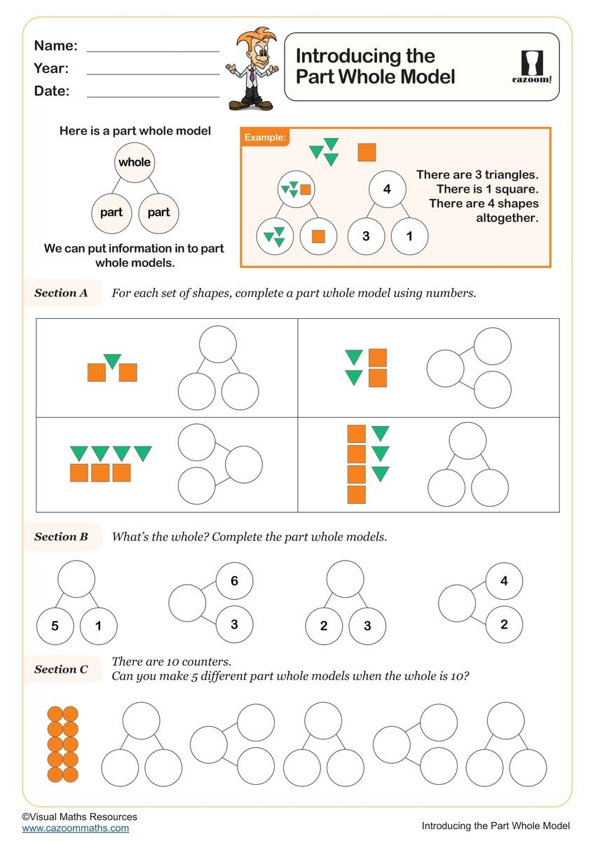 Part Whole Models Worksheets Printable PDF Maths Worksheets
