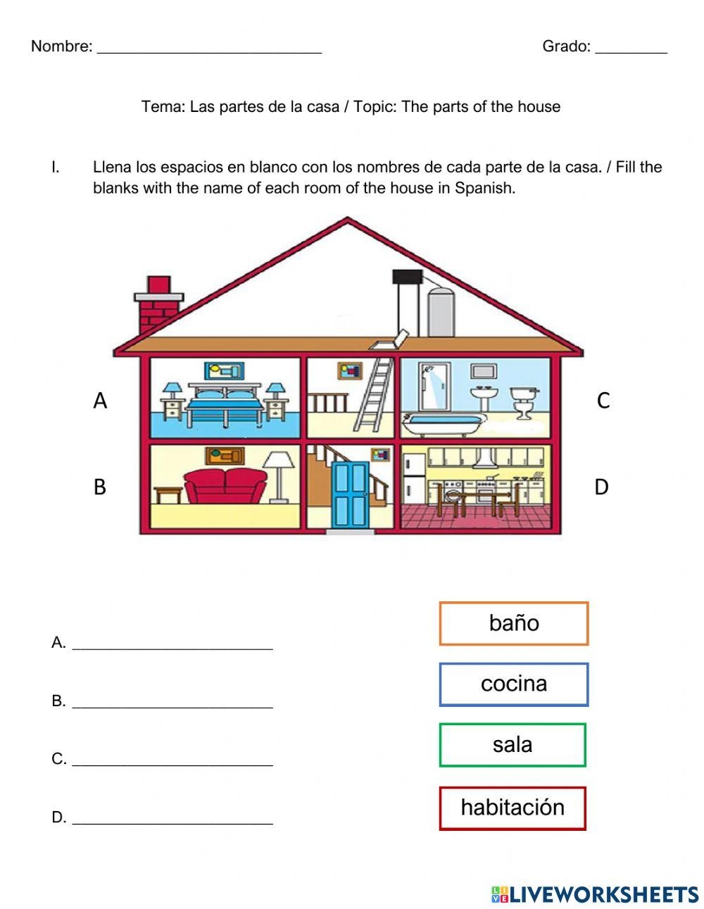 Partes De La Casa Exercise For Grade 1 Worksheets Library