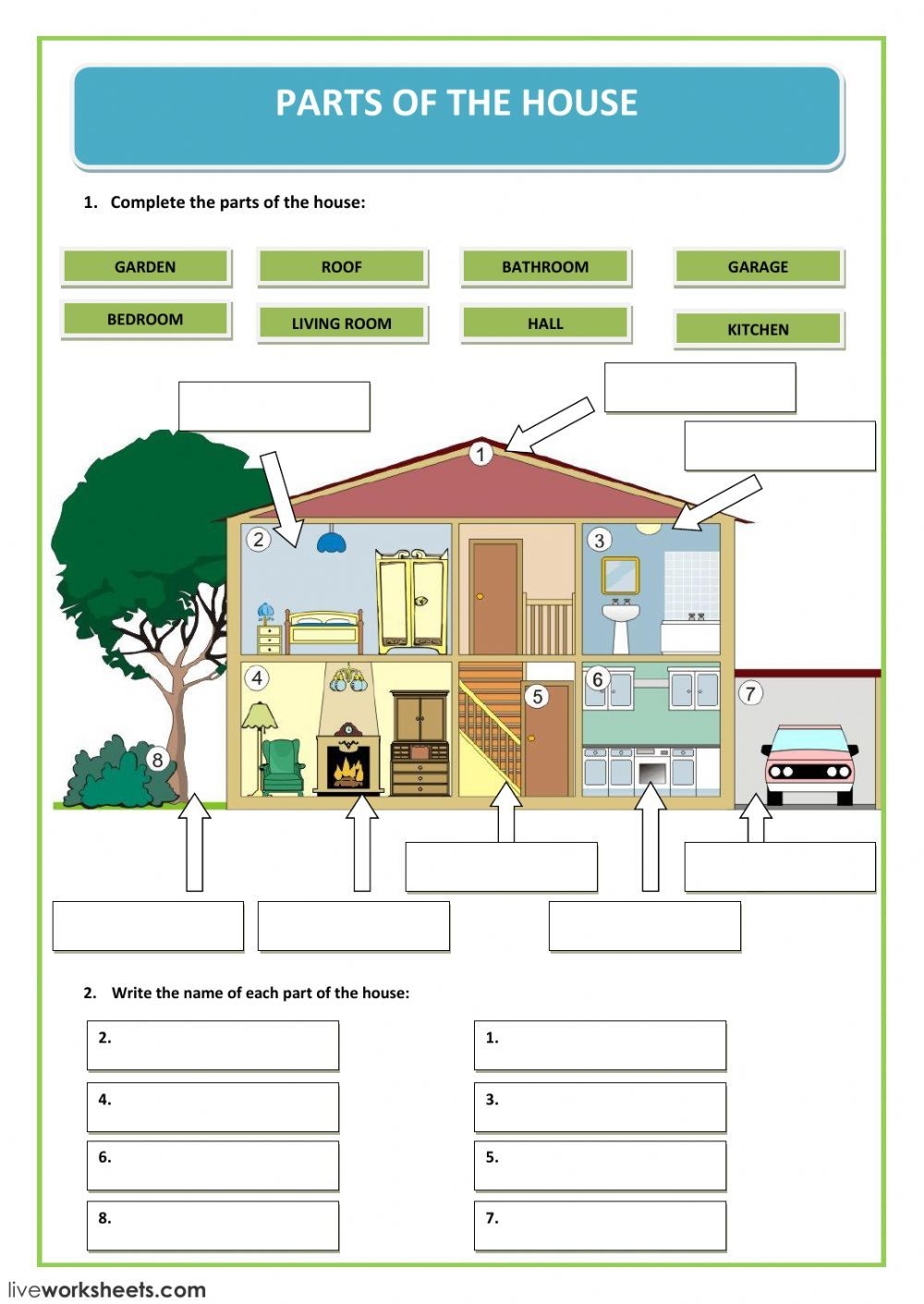 Parts Of The House Worksheet