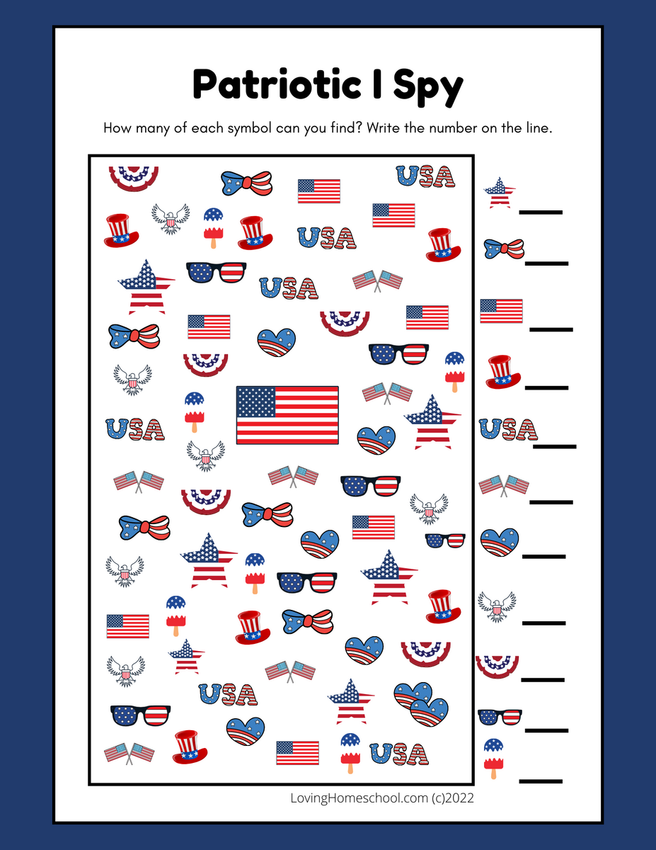 Patriotic I Spy Printables LovingHomeschool