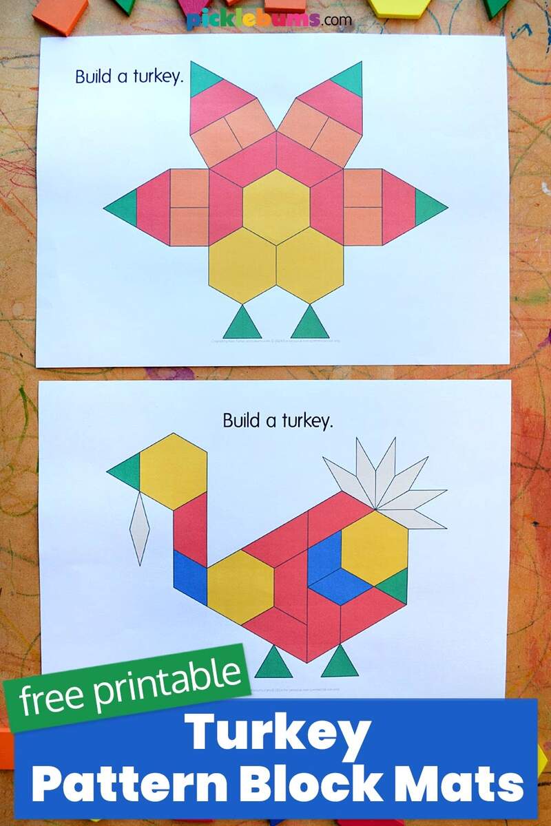 Pattern Block Turkeys Free Printable Picklebums