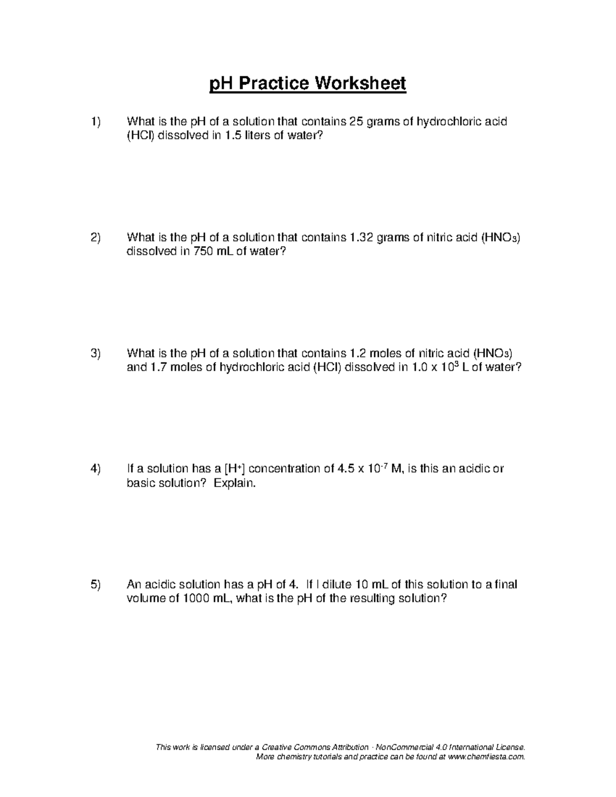 PH Practice Worksheet Chemistry Fundamentals And Solutions Studocu