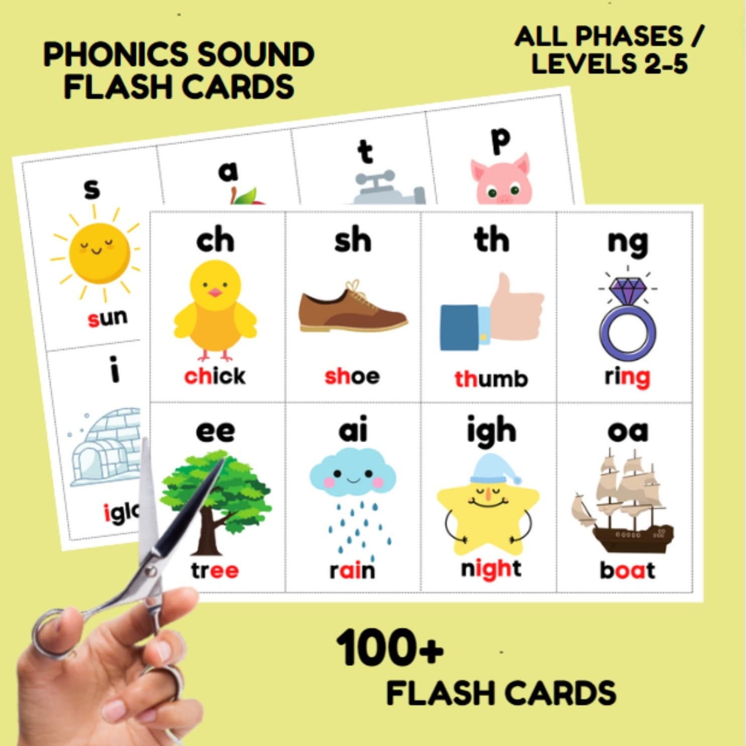 Phonics Flash Cards Download Printable Frequency Words First Preschool Alphabet Children Learning Bundle Kids Etsy
