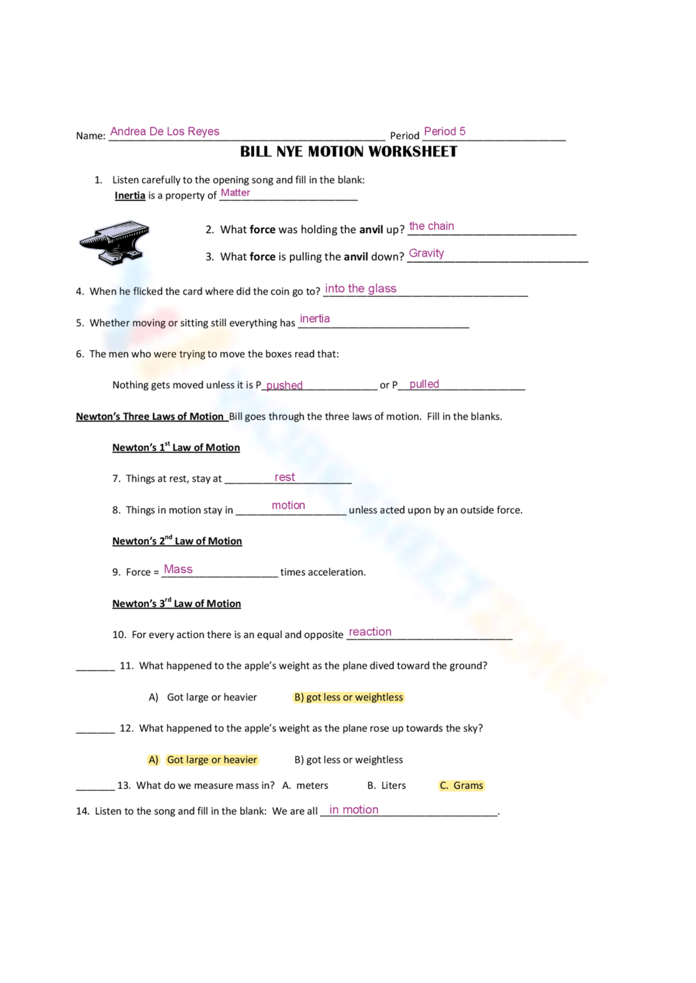 Physics Worksheets Physics Worksheets