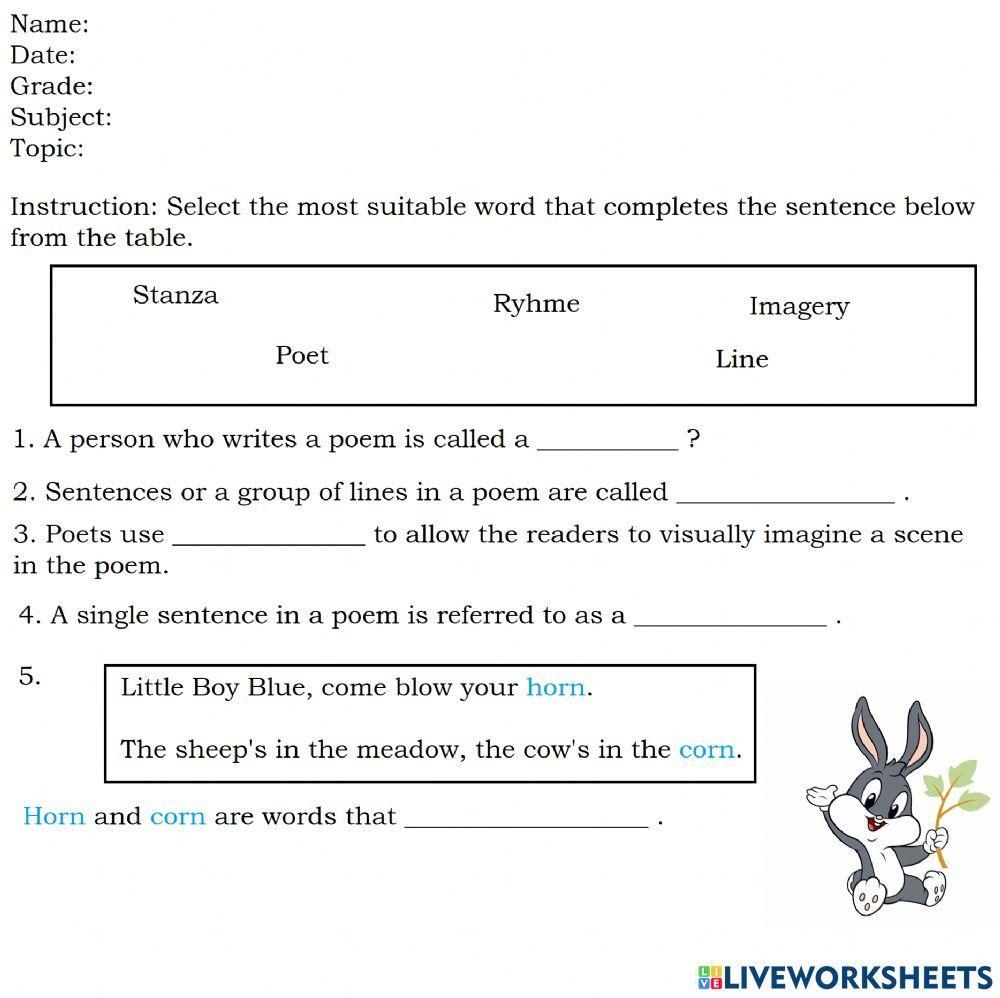 Poetry 5th Grade Files Worksheets Library Poetry 5th Grade Files Worksheets Library