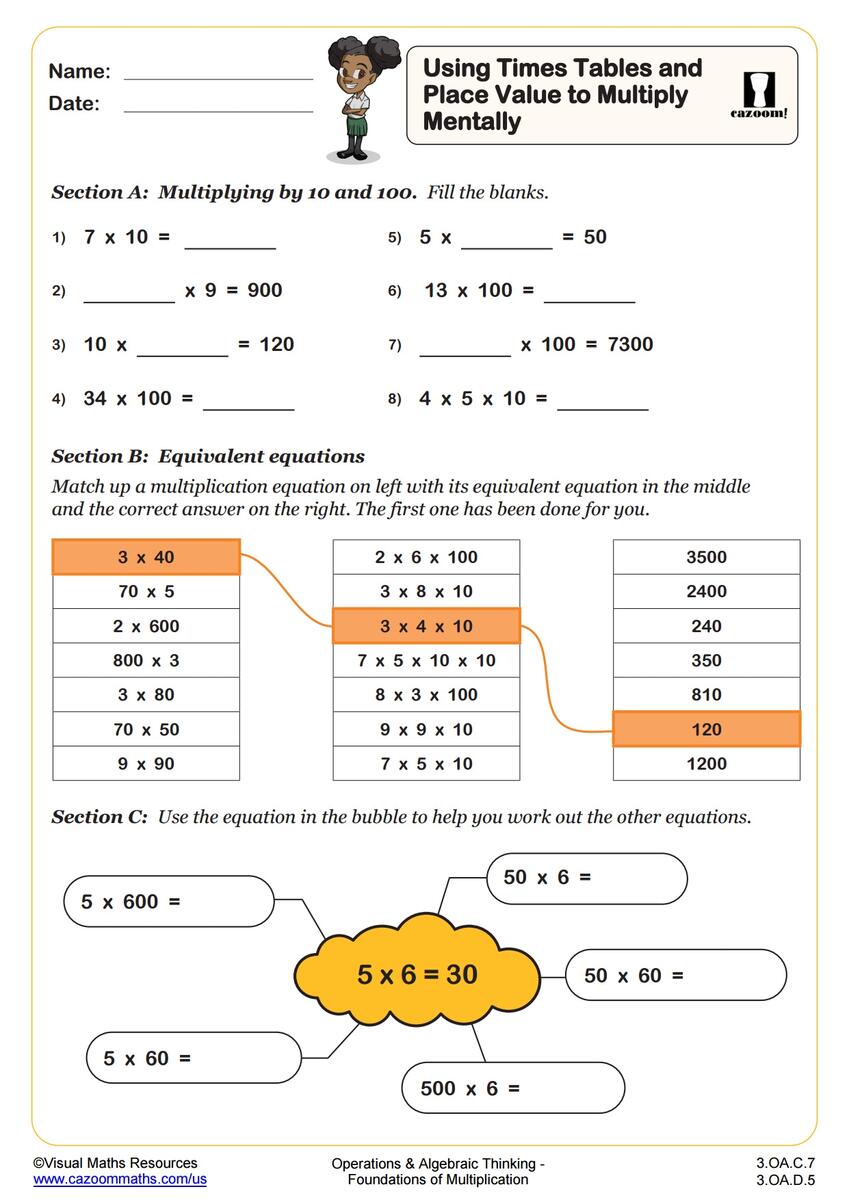 Practicing The Box Method For Multiplication B PDF Printable Number And Operations Worksheets Cazoom Math