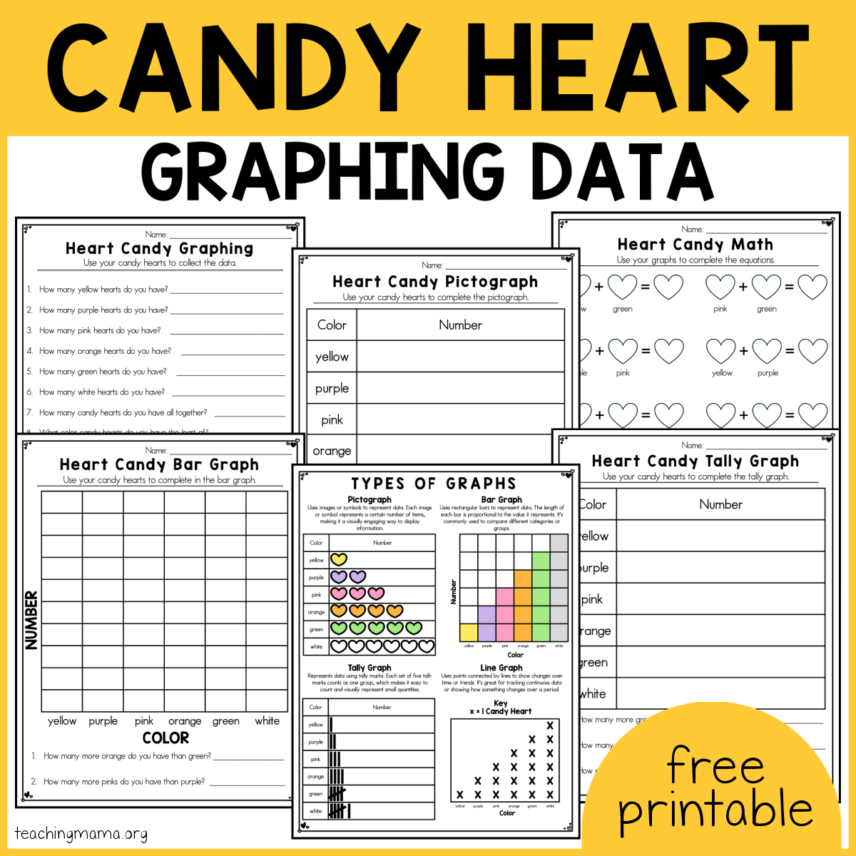 Preschool Math With Candy Hearts Fun Free Printable