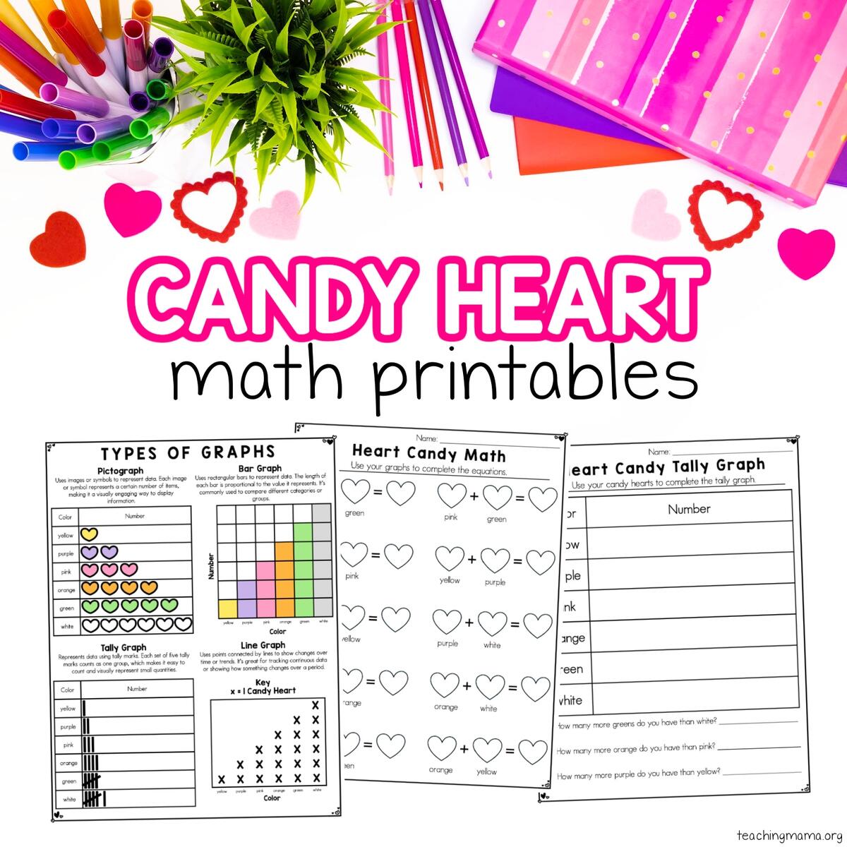 Preschool Math With Candy Hearts Fun Free Printable