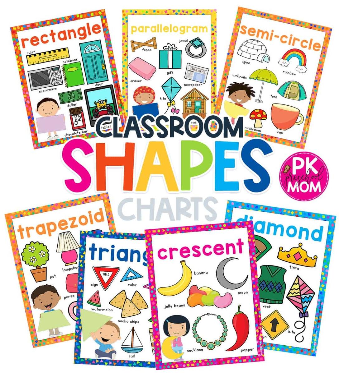 Preschool Shapes Charts Preschool Mom Shapes Chart For Children Geometry Royalty Free Vector VectorStock