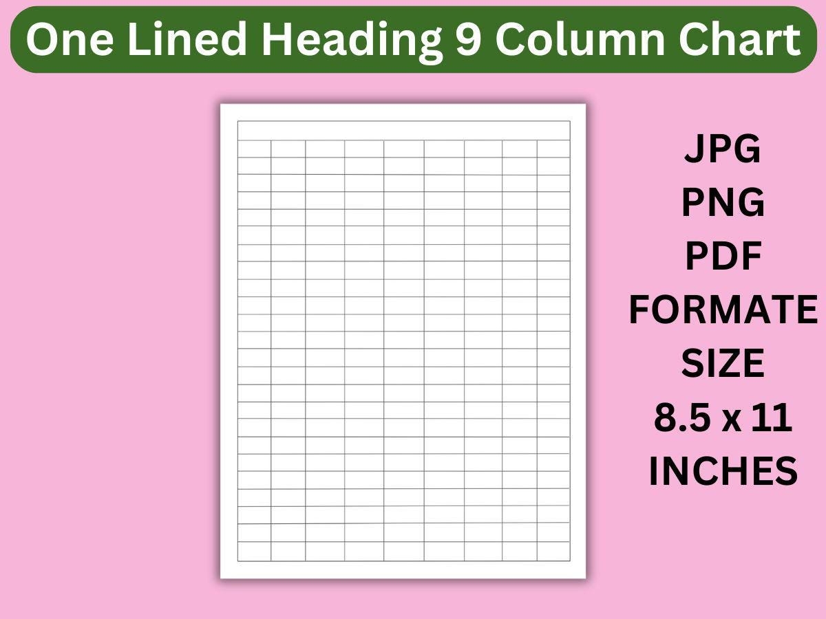 Printable Column Chart Template 9 Column Grid Digital Download Etsy