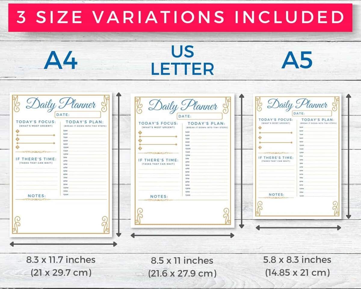Printable Daily Planner A4 A5 US Letter Sizes Journals With Dragons